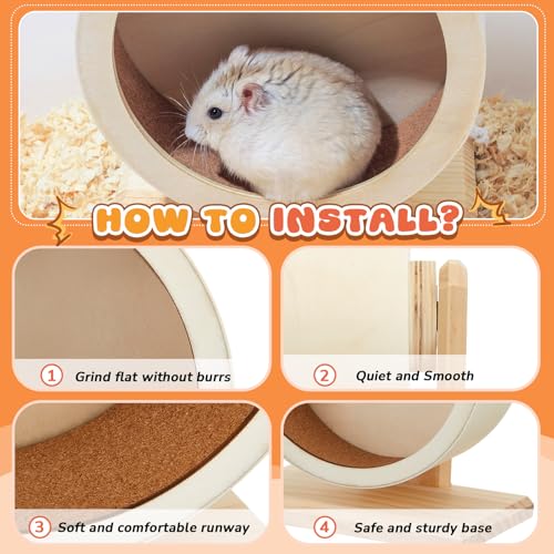 18 Pcs Hamster Cage Accessories, Silent Hamster Wheel 15 Toys Set - style: Harmony Wooden Style