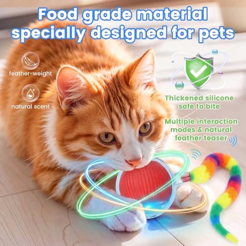 2PCS Interactive Cat Toy Rolling Ball Chewie Viral Dog Ball with Tail - color: Color3