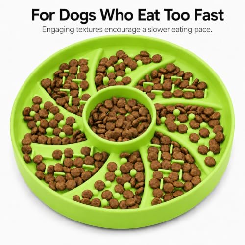 Slow Feeder Dog Bowl Silicone Suction Cup Anti Spill Dogs Cats - color: light green