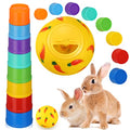 LEIFIDE 9 Pack Stack up Bunny Cups and Treat Ball for Bunny Toys Rabbit Food Dispenser Rabbit Stacking Cups Snack Ball Toys Plastic Nesting for Small Animals Rabbits