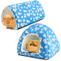 Guinea Pig House and Tunnel Set - 2 Pack Washable Guinea Pig Hideout Bed, Plush Small Animal Hide and Toy with Non-Slip Bottom for Ferret Dwarf Bunny