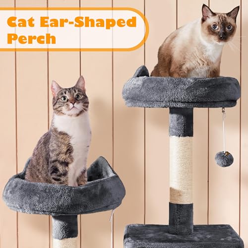 Yaheetech 70.5in Cat Tower, Multi Level Cat Tree Kitten Condo with 2 Condos & 2 Plush Perches & Scratching Post & Dangling Ball for Medium/Large Cats Dark Gray - color: Dark Gray, size: 70.5in