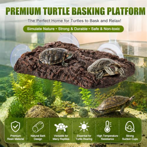 ZENFUN Turtle Basking Platform, Fish Tank Aquarium Tortoise Climbing Platform with 3 Suction Cups, Baby Tortoise Resting Terrace, Climbing Ramp Shale Reptiles Dock for Terrapins, Frogs