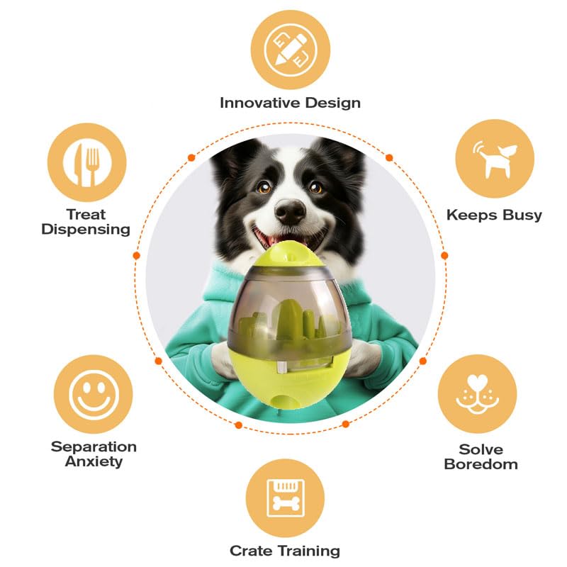 Interactive Dog Treat Toy Adjustable Treat Dispensing Ball Food Dispenser Tough Slow Feeder Puppy Enrichment Training Toy Pet Interactive Chase Toys for Small Medium Dogs Gift for Pets (Green) - color: Green