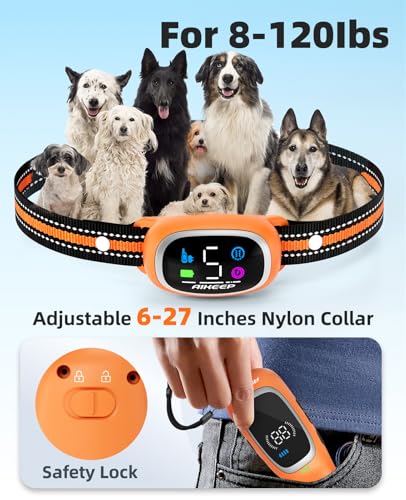 2-in-1 Dog Shock Collar and Bark Collar for Dogs – 3300FT Dog Training Collar with Remote, IP67 Waterproof e Collar with Anti-Bark/Beep/Vibration/Shock Modes for Small Medium Large Dog(8-120Lbs) - color: Orange