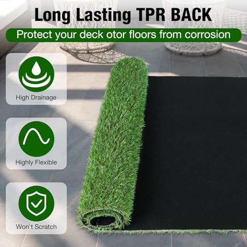 XLX TURF 2FT X 6FT Artificial Turf Runner Rug Indoor Outdoor - Realistic Narrow Fake Grass Carpet Patio Balcony Floor Covering - Pets Friendly & Drainage Dog Grass Pad - size: 2' x 6' (Runner)