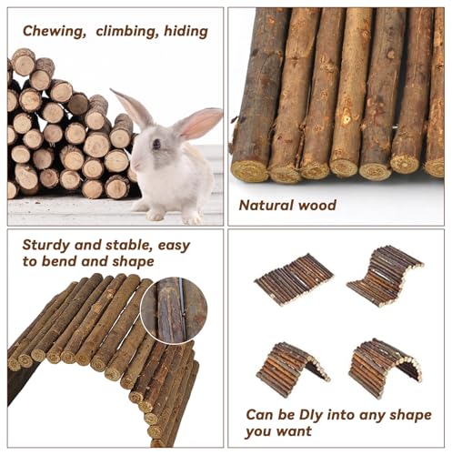 kathson Wooden Hamster Bridge,Guinea Pig Wood Ladder Bendable Tunnel Hideout Hut Small Animal Climbing Toys for Ferret Hedgehog Chinchilla Mice Rat Gerbil Baby Rabbit(15.7 x 6.0 in) - size: M (15.7 x 6.0 inches)