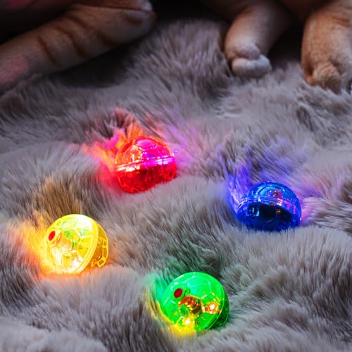Frienda 4 Pcs Light up Cat Ball LED Motion Ghost Hunting Cat Ball, Colorful - color: Colorful