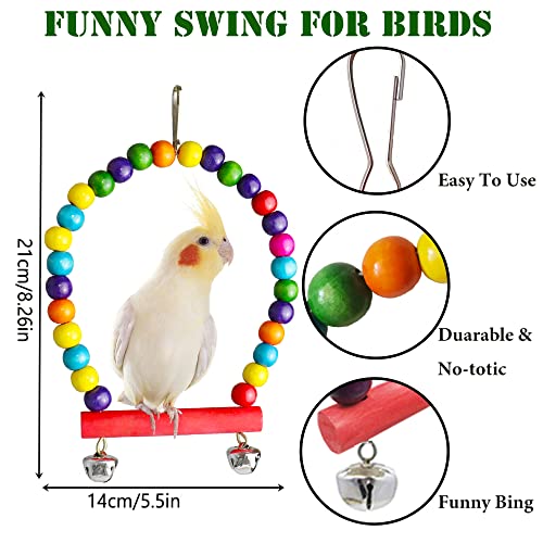Bird Parakeet Cockatiel Toys, ESRISE Birds Cage Accessories Swing Climbing Ladders Wooden Perch Toy for Conures Finche Budgies Lovebird Parrot