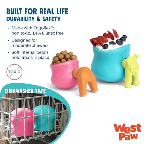WEST PAW Zogoflex Toppl Interactive Treat Dispensing Puzzle Dog Toy for Mental Stimulation & Enrichment-Holds Kibble & Treats-Lickable, Freezable & Dishwasher Safe-Made in USA-Large-Teal - color: Teal, size: Large