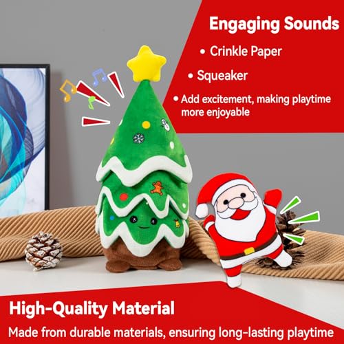 Christmas Dog Toy, Squeaky Crinkle Xmas Tree and Santa - style: Christmas Toy