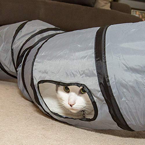 PetLike S Way Cat Tunnel Collapsible Pop-up Pet Tube Hideaway Play Toy with Ball (S-Way, Blue) - color: Blue, size: S-Way