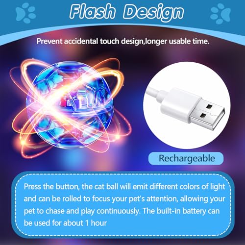 Sratte 2 Pcs Rechargeable Light up Cat Ball Ghost Hunting, Red and Blue - color: Red and Blue