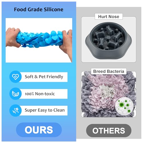 Silicone Snuffle Mat for Dogs, Blue, 14.6 x 7.3 inches - color: B(14.6"x7.3")-Blue