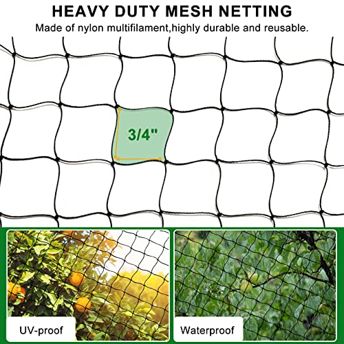 BSTPCOO Nylon Bird Netting 50'x50 Hawk Net to Protect Chickens, 3/4" Mesh - size: 50'×50'-3/4''