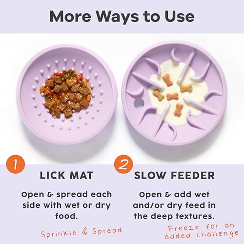 Flying Saucer - Silicone Dog Treat Puzzle, Lick Mat and Slow Feeder (Large) - size: Large