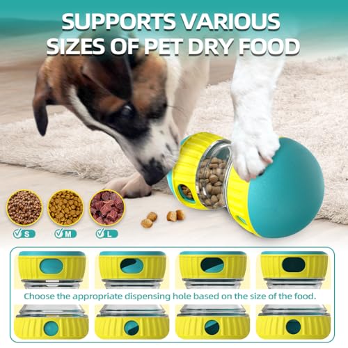 Mankoda Interactive Dog Puzzle Toy, Rolling Treat Dispenser Slow Feeder - color: Green