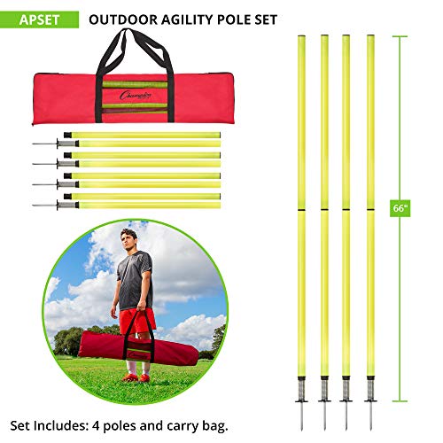 Champion Sports Agility Training Pole & Hurdle Sets – Speed, Footwork & Coordination Drills, Indoor/Outdoor PVC Poles - style: Outdoor Agility Pole Set