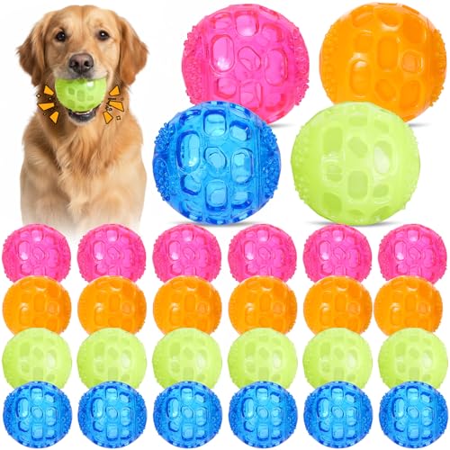 24 Pcs 2.36'' Squeaky Dog Toy Balls Rubber Dog Toys for Play, Bright Color - color: Bright Color