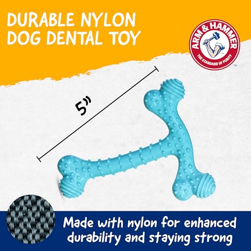 Arm & Hammer Nubbies T-Bone Dental Dog Chew Toy, Peanut Butter Flavor - color: Blue T-Bone, size: 1 Count