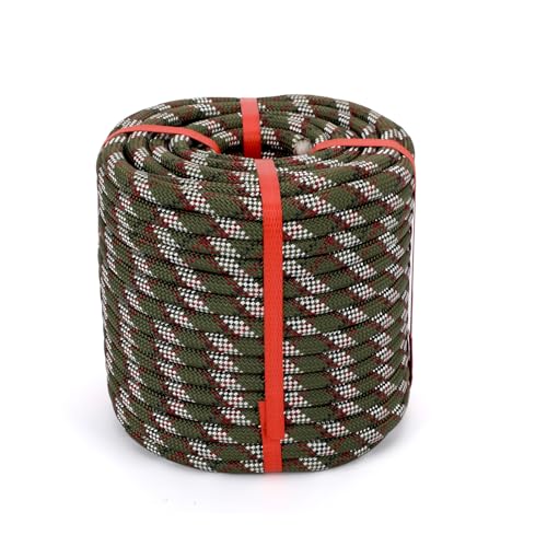 1/2 in x 200Ft Static Polyester Arborist Rope, ASTM F2116 Certified 9000Lbs MBS 48 Strands Bull Rope for Climbing Tree Swing Pulling Sailing - size: 1/2 x 200ft, style: Green