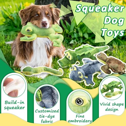 LECHONG Stuffed Animal Dog Toys, 5 Pack Tough Squeaky Dog Toys, Plush Toys Assortment, Great Value Pet Toys Bundle, Woodland Series Chew Toys for Large Medium and Small Dogs Puppy Pet Toys - size: 5 pack- Woodland