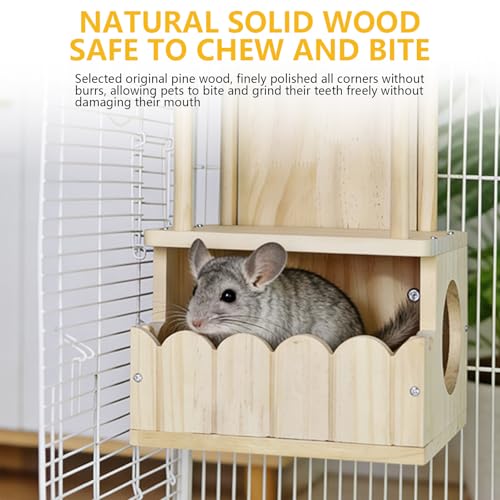 Chinchilla Hideout, Natural Wooden Hamster House Hideout - color: J