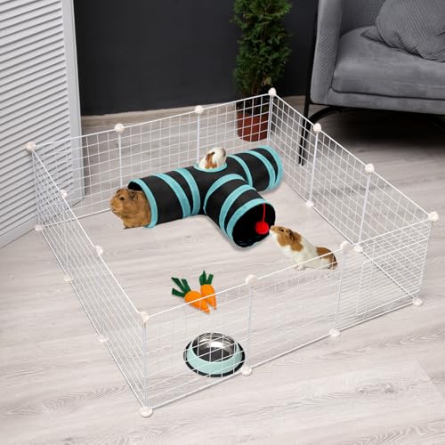 Rypet Guinea Pig Tunnel Hideout 3-Way Collapsible Pet Tubes, Blue Black - color: Blue Black