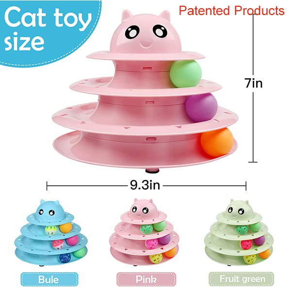 UPSKY 20 PCS Cat Toys Set with Teaser, Mice, Spring, and Various Ball Toys - color: B-Pink