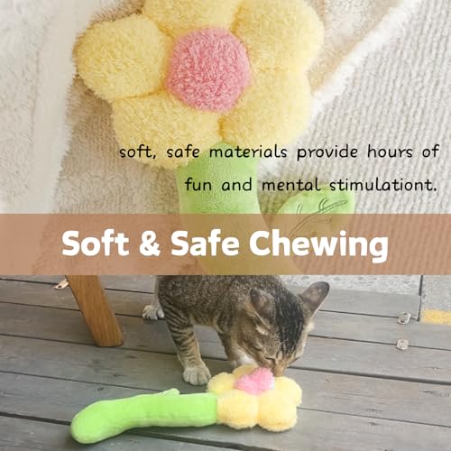 CECE PAW Catnip Refillable Interactive Cat Toy with Crinkle Sound, Flower Kicker Toy for Indoor Cats, Includes 6-Pack Catnip Pouches, Chew, Food Puzzle for Kitten Enrichment - style: Flower