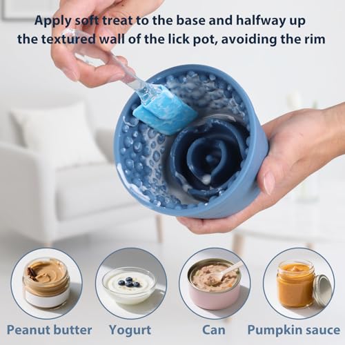 Dog Slow Feeder Lick Bowl - Non-Slip Licking Treat Dispenser for Small Medium Large Dogs, Promotes Anxiety Relief & Prevents Choking, Easy to Clean Feeding Bowl (Dark Blue, S) - color: Dark Blue, size: S