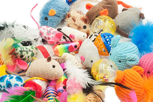 Fashion's Talk Mouse Cat Toys Mixed Bag 27 Assorted Mice Toy for Cats Kitten Catnip,Feather,Furry,Rattle,Plush,Interactive Kitty Toys - size: 27 Count Assorted Mice