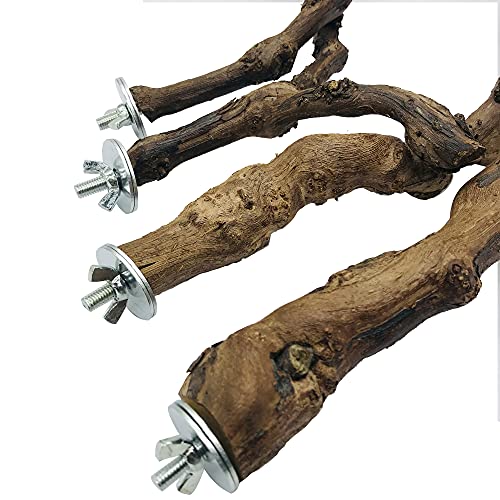 4PCS Bird Perch Natural Grape Stick Bird Standing Stick Grapevine - color: 4PCS Natural Grape Stick