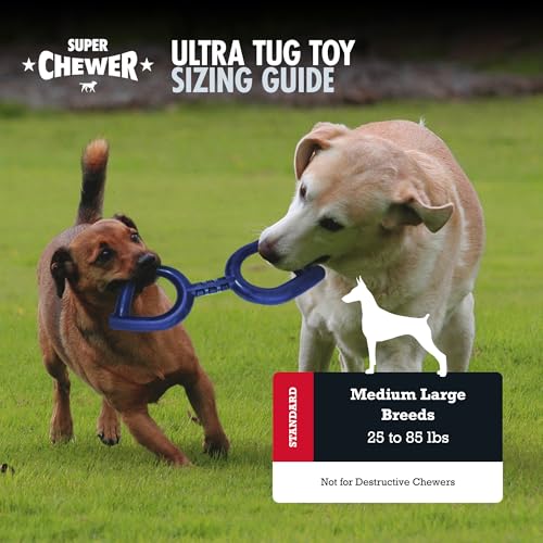 SuperChewer Tough Tug Pull Toy | Lifetime Replacement | Strong Natural Rubber | Interactive Tug-of-War Toy for Dogs | Ultra Durable Chew Toys for Aggressive Chewers | For Medium & Large Breeds - size: Large