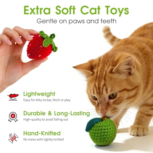 9-Pack Catnip Cat Toys Balls, Handmade Yarn Balls with Natural Silvervine Gall Fruit, Interactive Cat Nip Ball Toys for Indoor Kitten Kitty Enrichment & Stress Relief