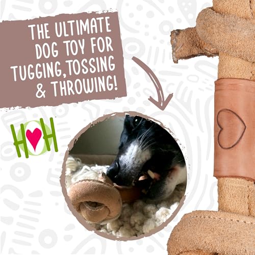 HuggleHounds Huggle-Hide Knotted Bone - Leather Dog Toys for Aggressive Chewers, Interactive for Small or Large Breeds, Tough & Durable - Leather Bone, Small - size: Small, style: Leather Bone