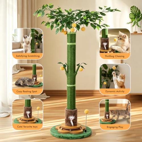 47'' Extra Tall Cat Scratching Post, Cute Cat Scratching Post for Indoor