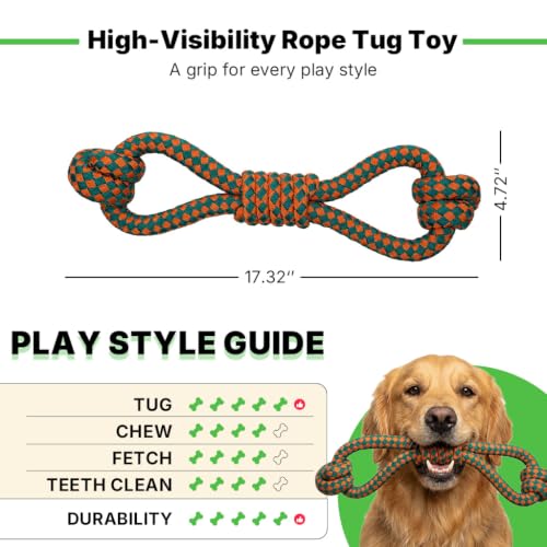 Dog Toys for Aggressive Chewers, Indestructible Dog Toys, Dog Tug Toy - color: Double Loop Tug
