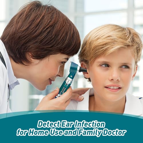 Scian Otoscope - Ear Scope with Light, Ear Infection Detector and Pocket Ear Checker Kit with 3X Magnify Lens, Suitable for Kids, Adults, Doctors, Pets(Green) - color: Green