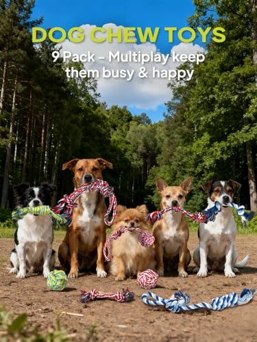 TwoEar Dog Rope Toy 9 Pack - Puppy Teething Toys for Small Medium Breed - color: Blue, size: Mini/Small