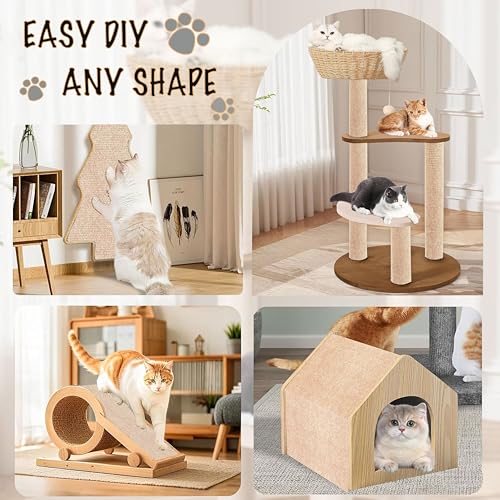 Self-Adhesive Cat Scratching Mat, Couch Protector from Cat Claws, Beige - color: Beige, size: 78.7"X15.8"