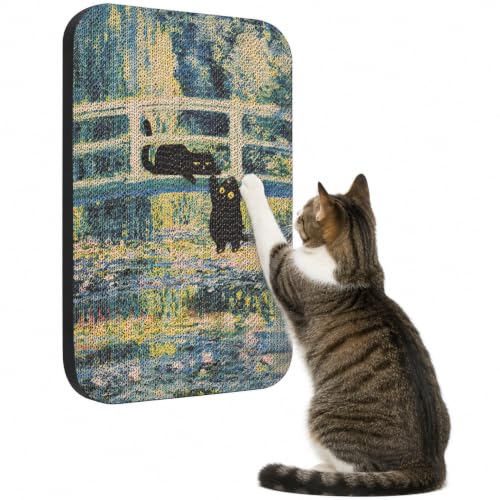 Cat Wall Scratcher, Art Cat Scratching Board for Indoor Cats - color: Lily Pond Bridge New