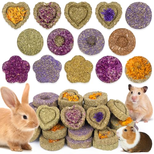 30PCS Guinea Pig Hay Grass Cake Food Set Natural Rabbit Chew Toys for Teeth - size: 30Pack-grass cake