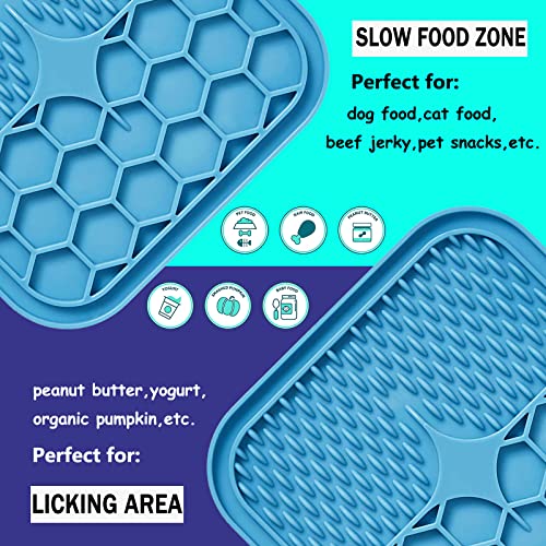 Lick Mat for Dogs, Dog Lick Mat with Suction Cups for Anxiety, Peanut Butter Dog Licking Mat Slow Feeder Dispensing Treater Lick Pad for Dogs Cats Grooming Bathing and Training (Small Blue) - color: Small Blue
