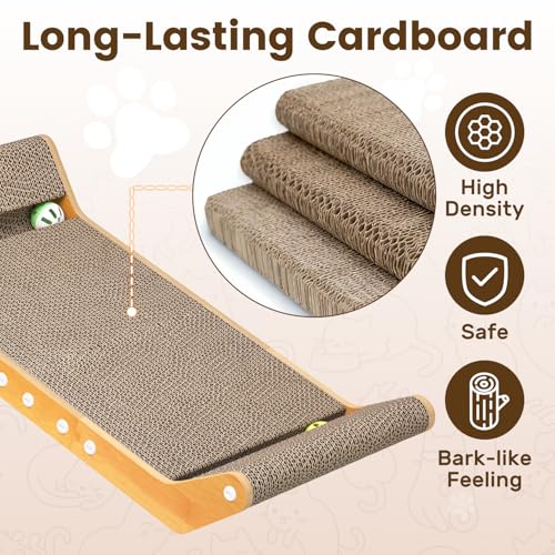 Cat Scratching Board Pad 24" Large Horizontal Bed with Ball Track