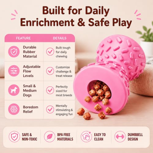 Treat Dispensing Dog Toys,Interactive Puzzle Toy for Small Dogs,Slow Feeder - color: Peach, size: Small
