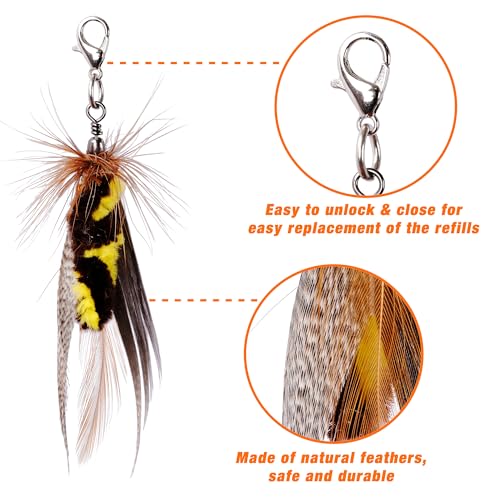 JXFUKAL Cat Feather Toy Refills, 3Pcs Simulation Mini Insects Cat Lures Wand Attachment Replacement for Kitty Kitten Indoor Accessories - color: 3PCS REFILLS