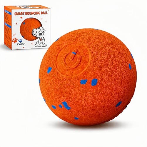 Smart Interactive Dog Toy, Pet Automatic Moving Bouncing Ball, Chew-Proof E-TPU Shell Active Rolling Ball for Medium and Large Dogs (Orange)