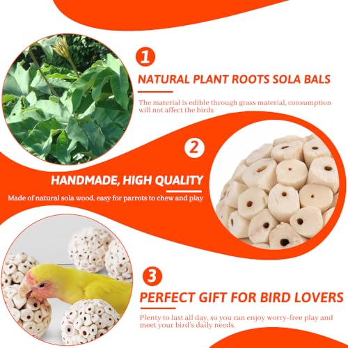 12 Pack Bird Toy Sola Balls, Natural Parrot Soft Chew Shredding & Foraging Toy, Bird Foot Balls for Cockatiel Conure Quaker Budgie Parakeet Bunny Guinea Pig Chinchilla Rabbit - size: 12