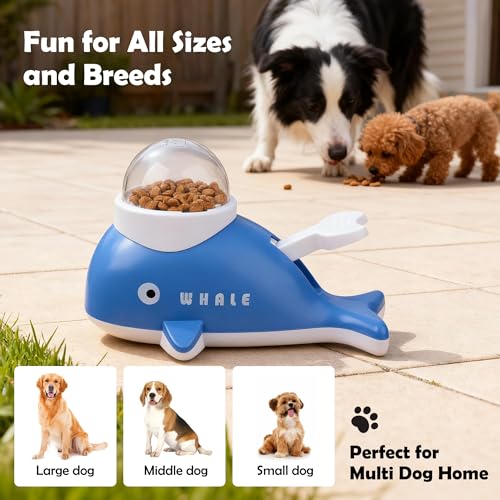 PAWISE Interactive Whale Dog Puzzle Toy & Cat Slow Feeder Food Dispenser